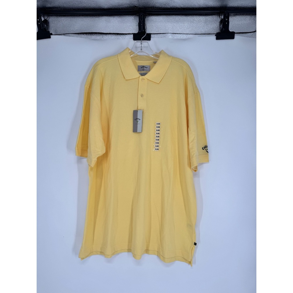 Callaway Golf Polo Shirt Mens XXL 2XL Yellow 100% Combed Cotton Short Sleeve
